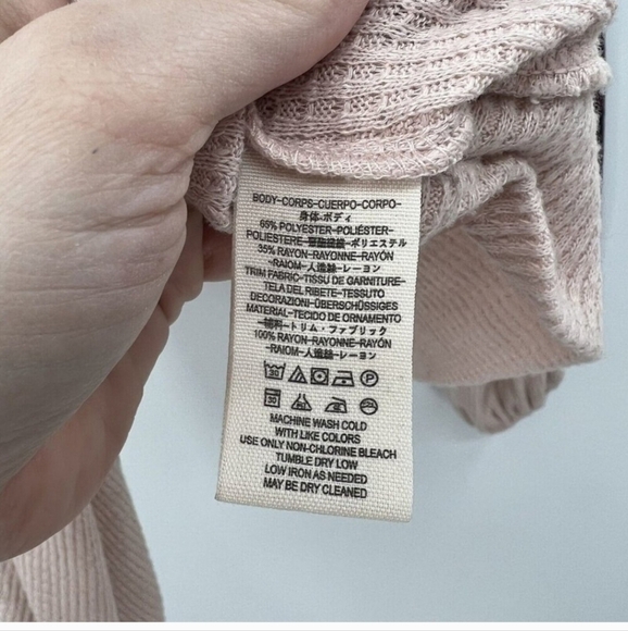 NWT New Free People Casual Clash Thermal Top With Contrasting Balloon Sleeves XS - Picture 8 of 8